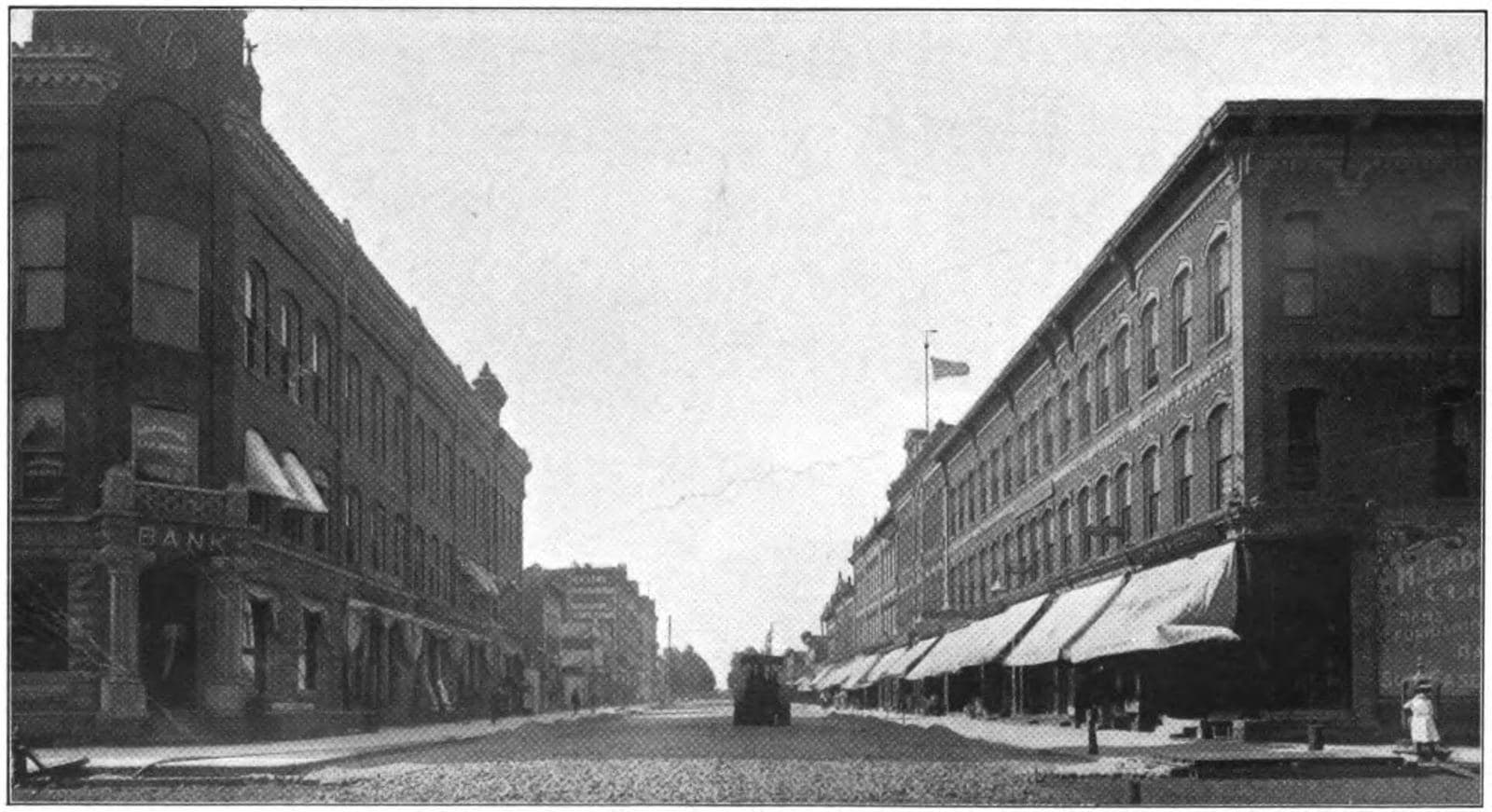 Downtown Big Rapids, Michigan, in the early 1900s